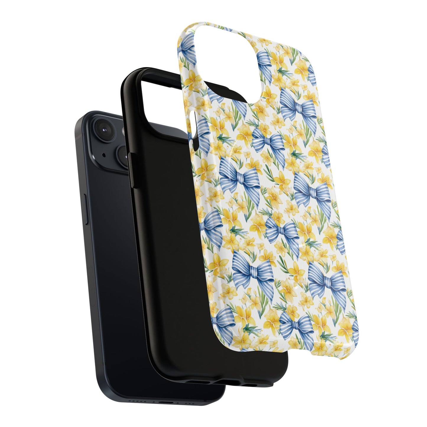 Sunshine Blue Coquette Bows Tough iPhone Magnetic Case for iPhones, Cute iPhone Cover, Spring Gift, Durable Case, Custom iPhone Protection