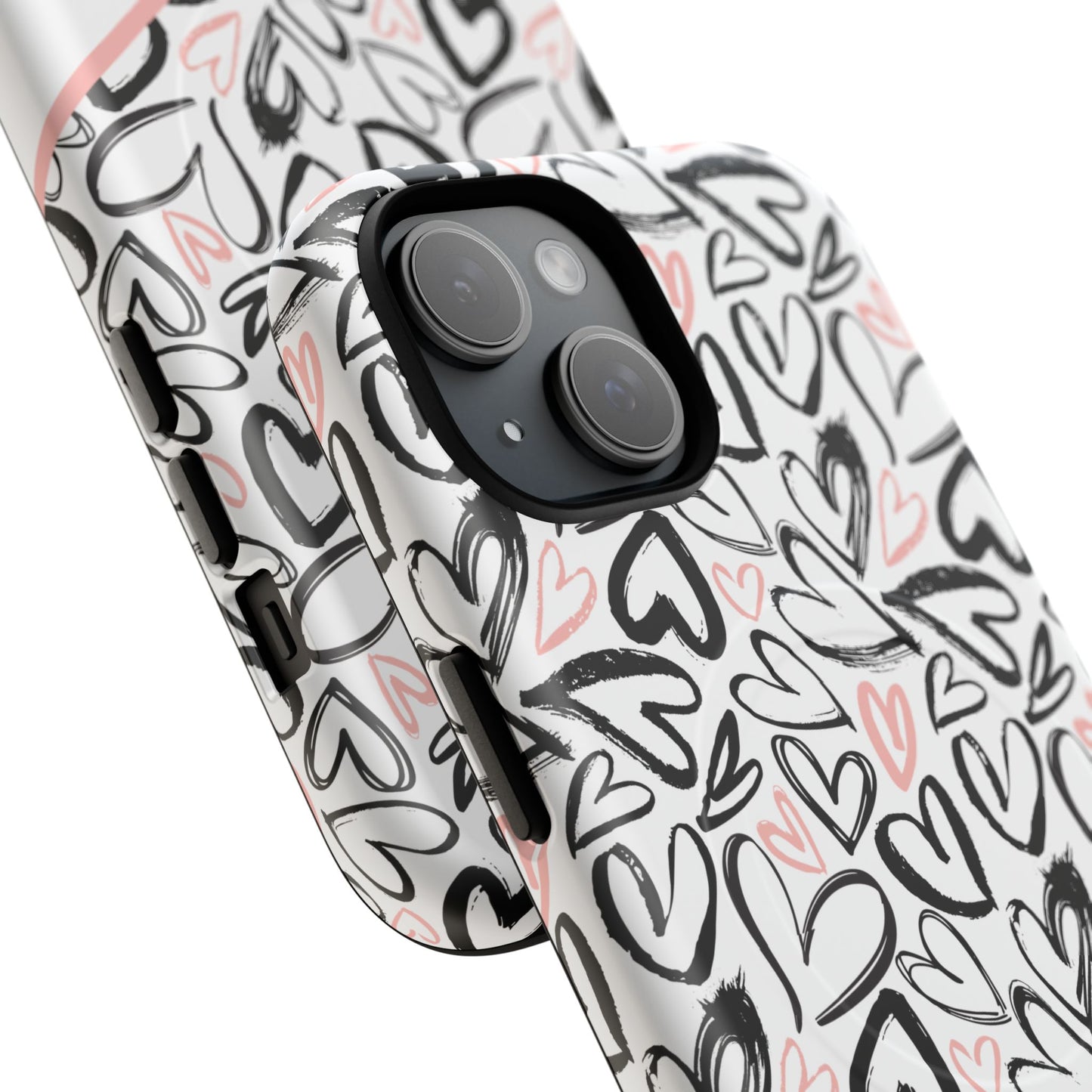 Heart Scribbles Tough Magnetic MagSafe®Case - Cute, Stylish, Gifts for Her, Love, Valentine's Day,  iPhone® 13, 14, 15, 16, 17, Pro, Pro Max, Plus Cases.