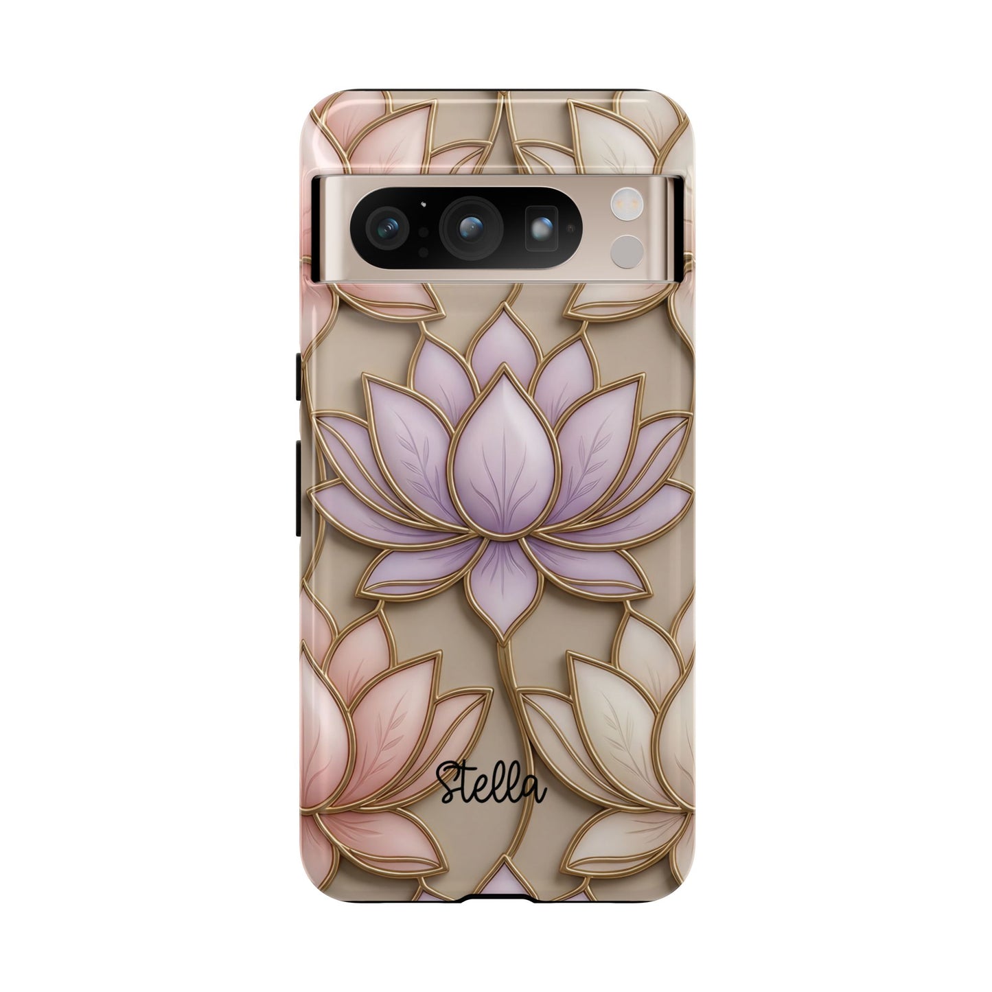 Personalized Lotus Floral Stained Glass Effect Tough Phone Case