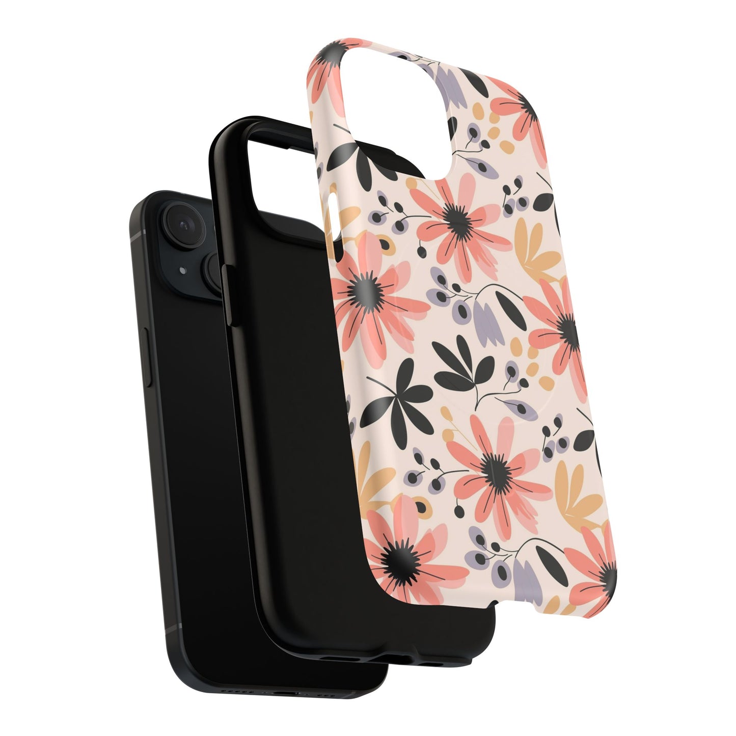 Stylish Soft Petal Noir iPhone Case, Floral iPhone Accessory for Her, Tough iPhone Magnetic Cases, Trendy iPhone Cover, Gift for Friends, Summer Vibes