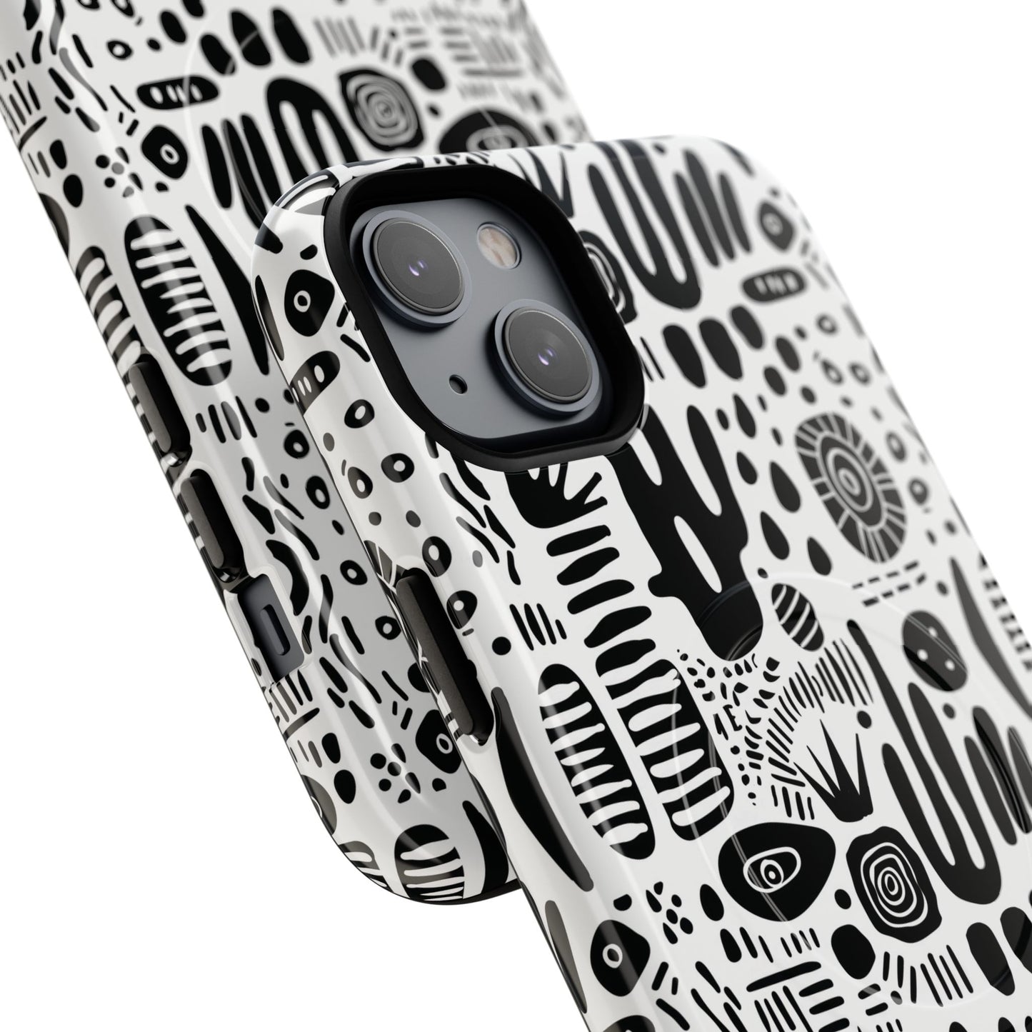 Abstract Monochrome Tough Magnetic iPhone Cases, Stylish Phone Cover, Durable Phone Protector, Modern Tech Accessories, Unique Gift Ideas
