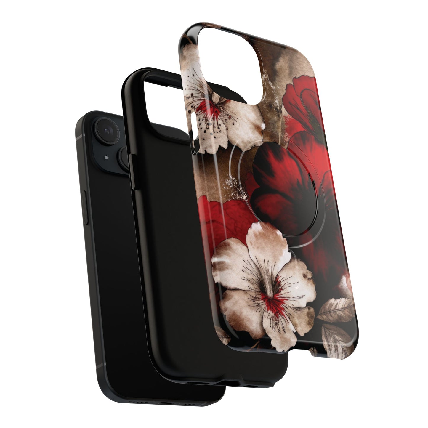 Crimson Noir Tough iPhone Magnetic Cases, Tough iPhone Protector, Stylish Floral Design, Gift for Her, Floral Accessories