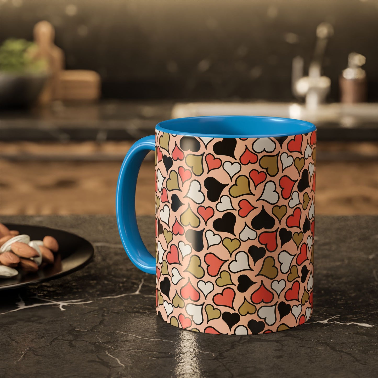 Heart Patterned Coffee Mug - Colorful Love Design, Perfect for Gifts & Celebrations