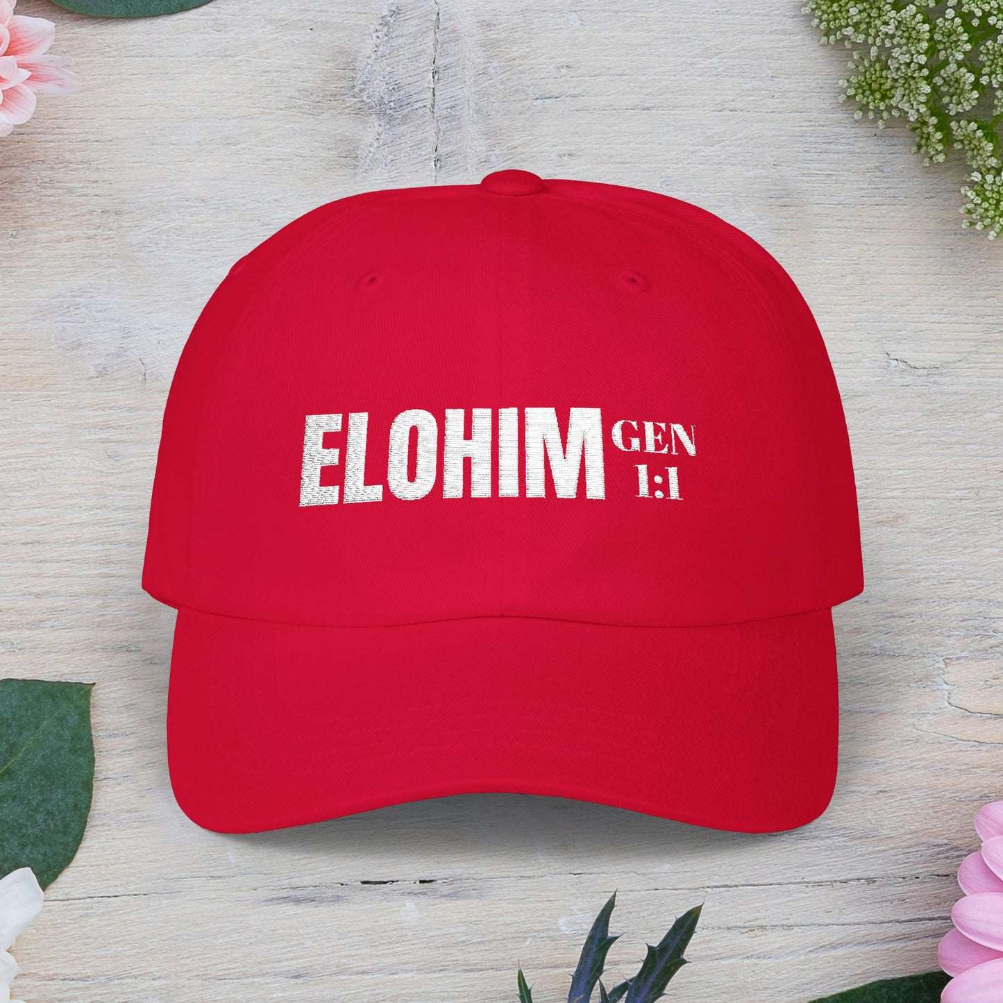 Classic Embroidery Dad Cap with 'ELOHIM, GENESIS 1:1' - Faith-Based Hat, Casual Wear, Gift for Dad, Christian Accessory, Summer Fashion