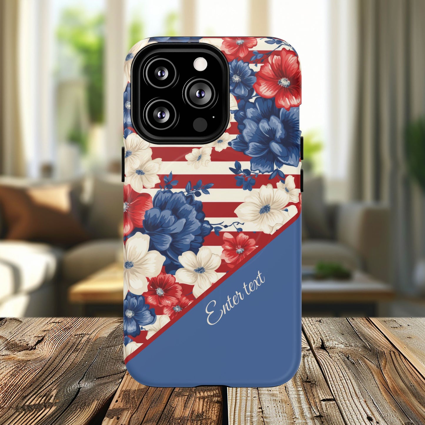 Personalized Stars, Stripes & Petals Tough Magnetic MagSafe Case, Patriotic Cover, Floral Design, Durable Protection, Gift for Her, Summer Vibes