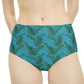 Turquoise Tropical Bliss High-Waist Hipster Bikini Bottom (AOP)