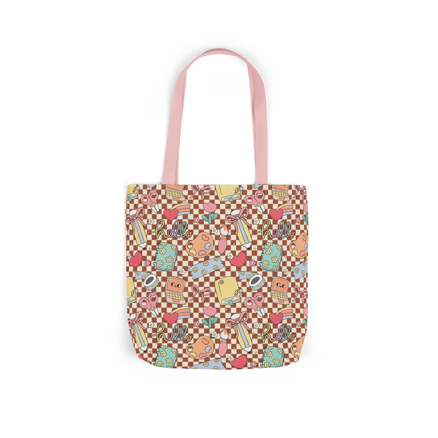 Personalized Brown Doodle Daydream Composition Book Inspired Canvas Tote Bag with Colorful Straps, Cute School Bag, Eco-Friendly Tote, Back to School Shopping Bag, Teacher Gift Idea