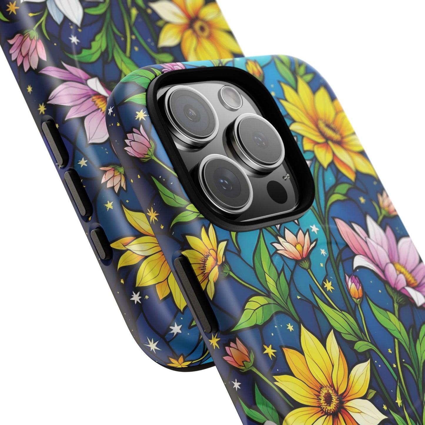 Flower Garden Stained Glass Phone Case, Tough Magnetic Cases, Floral Phone Cover, Durable Phone Accessories, Spring Gift, Birthday Present