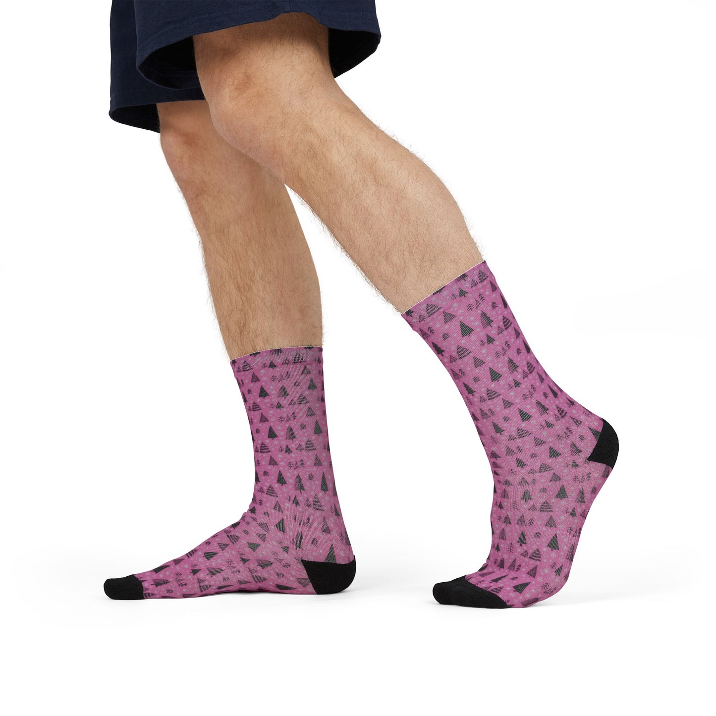 Winter Wonderland Pink Sublimation Crew Socks