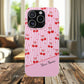 Personalized Cherry Blossom Dreams Flexi Case — Pink Retro Cherry iPhone® 7/8, 11, 12, 13, 14, 15, 16, 17, X/XS, SE, XR, Mini, Pro, Pro Max, Plus Cases.