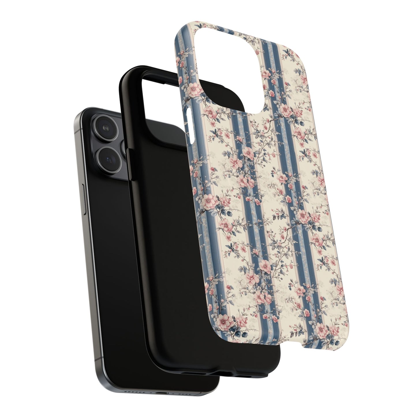 Victorian Rose Stripe iPhone Case, Tough Magnetic Cases for Stylish Protection, Flower Pattern iPhone Cover, Trendy Gift Idea for Her