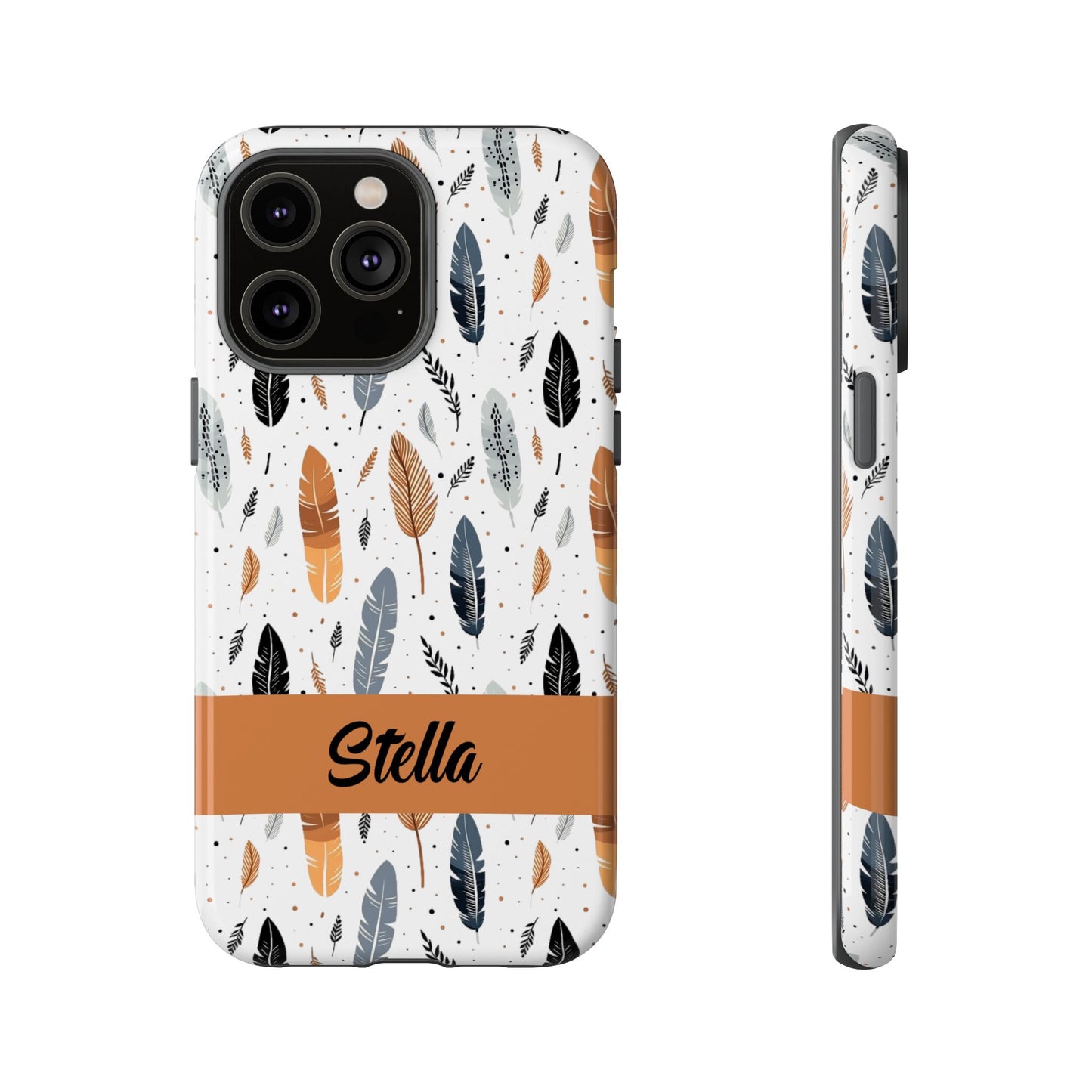 Personalized Whispering Feathers Samsung, Google Pixel and iPhone Case, Custom Name Case.