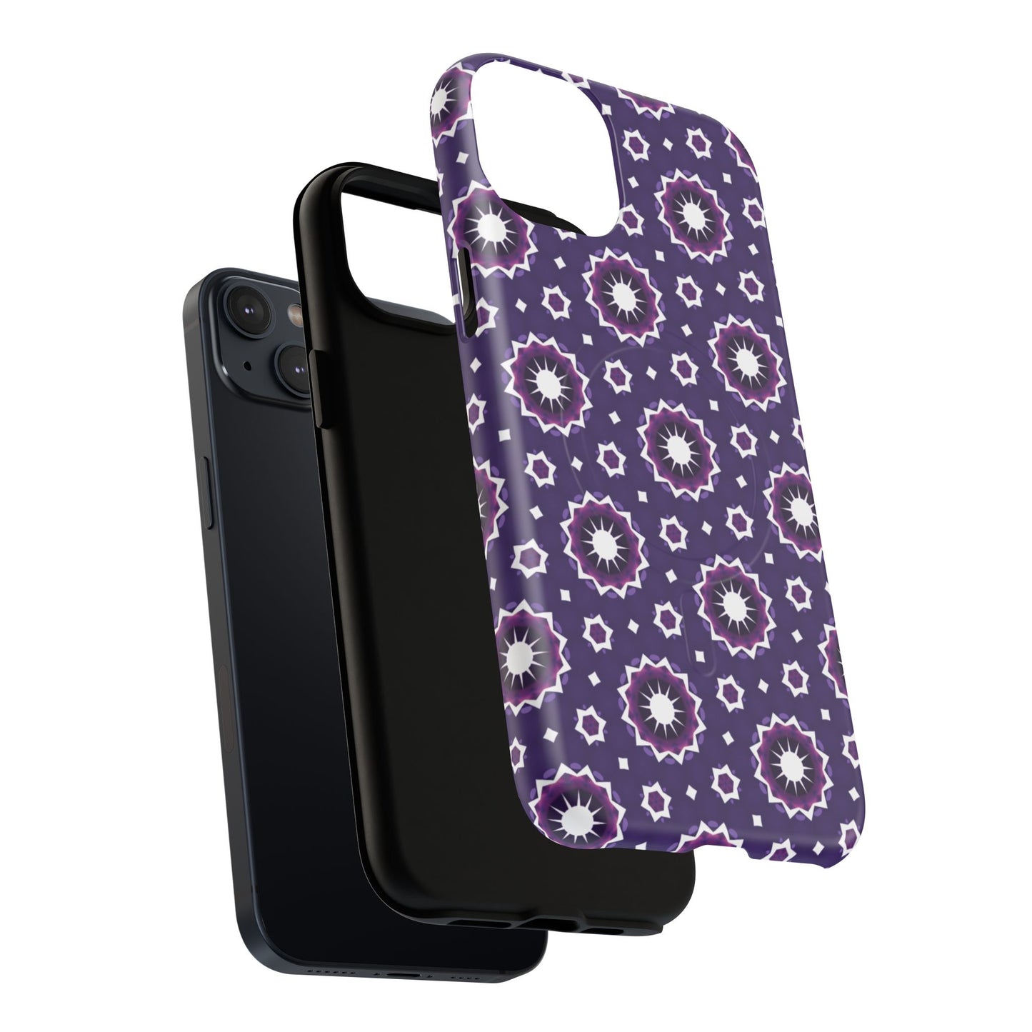 Violet Nova Bloom Stylish Tough Magnetic iPhone Case, Purple Floral iPhone Cover, Durable Cell iPhone Protector, Gift for Her, Mother's Gift
