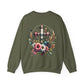 Faith and Floral Cross Unisex Heavy Gildan Blend™ Crewneck Sweatshirt.