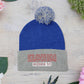 Red Pom-Pom Knit Cap with 'ELOHIM, GENESIS 1:1'  Embroidery Beanie - Stylish Winter Accessory for All Ages, Perfect Gift for Birthdays, Holidays, and Outdoor Activities