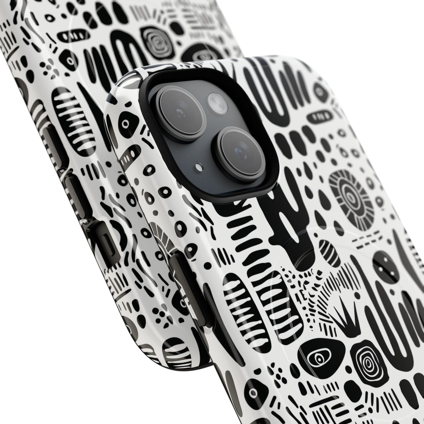 Abstract Monochrome Tough Magnetic iPhone Cases, Stylish Phone Cover, Durable Phone Protector, Modern Tech Accessories, Unique Gift Ideas