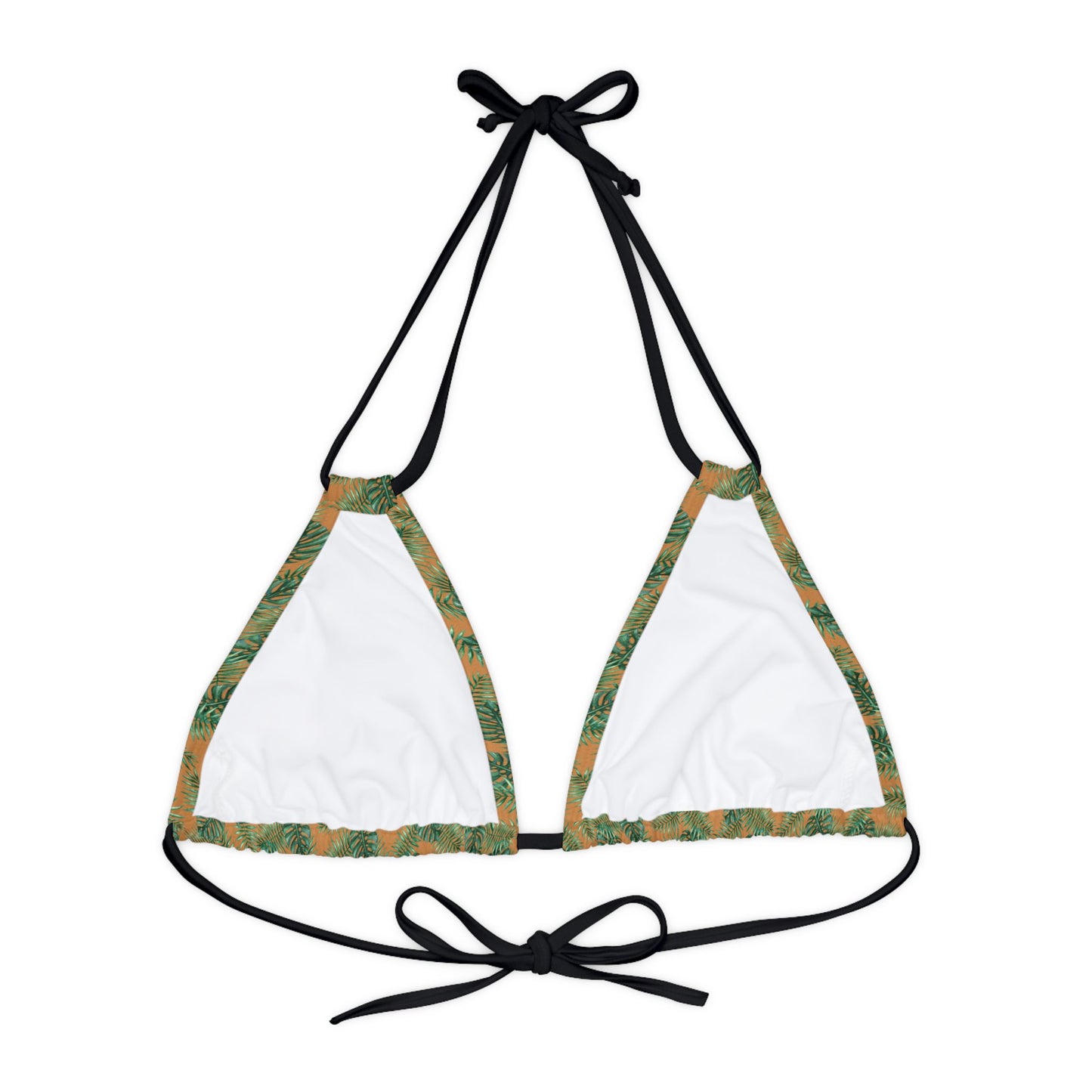 Brown Tropical Bliss Strappy Triangle Bikini Top (AOP)- (PY)