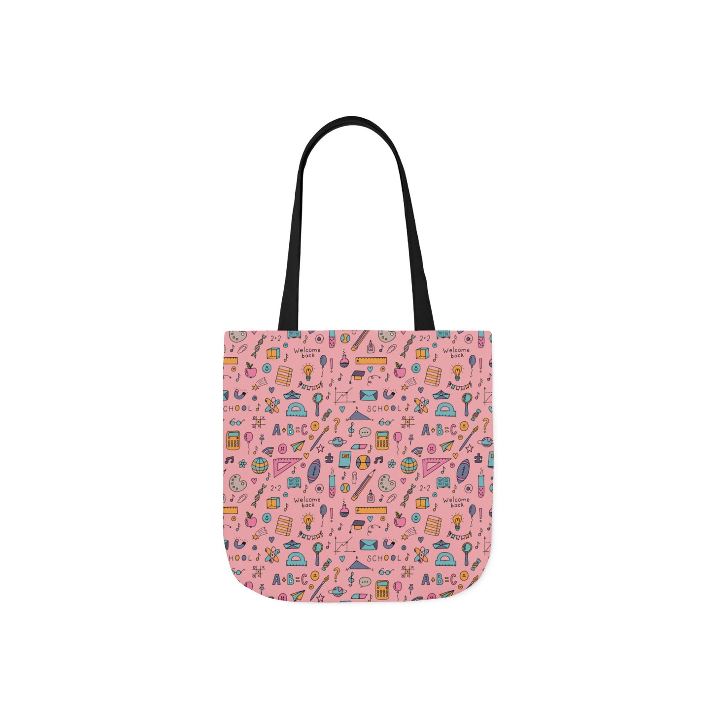 Personalized Pink Chalkboard Chic Composition Book Inspired Canvas Tote Bag with Colorful Straps, Cute School Bag, Eco-Friendly Tote, Back to School Shopping Bag, Teacher Gift Idea