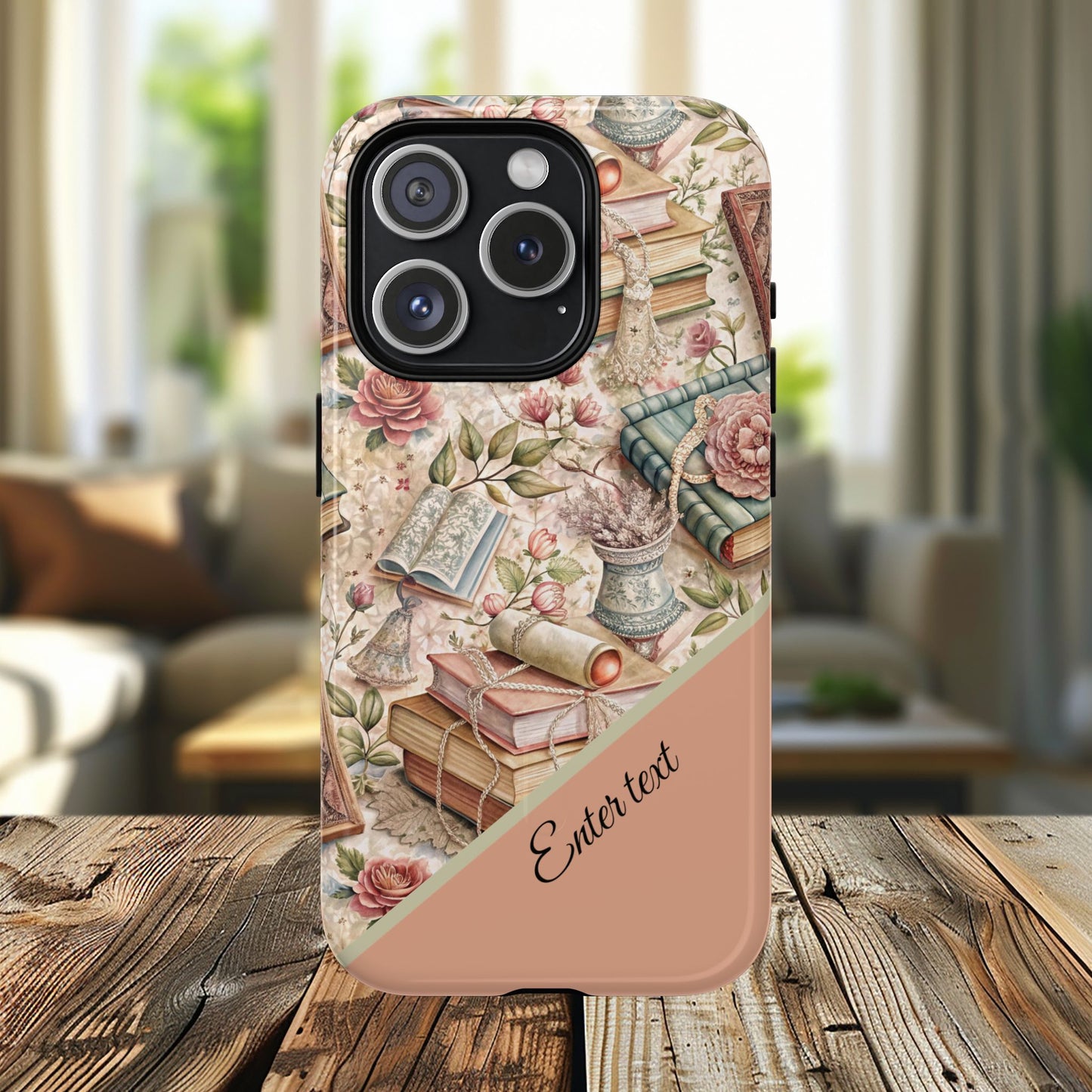 Persoonalized Vintage Book Lover's Tough Magnetic iPhone Case, Literary Gifts, Floral Design, Bookish Aesthetic, Unique Gift for Readers, Protective Case