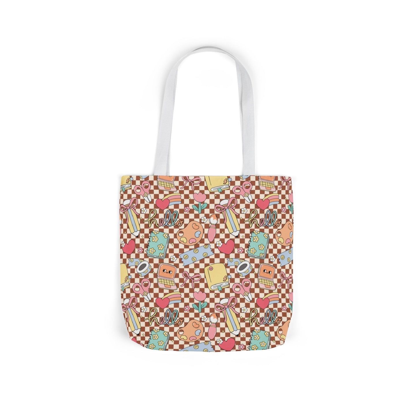 Personalized Brown Doodle Daydream Composition Book Inspired Canvas Tote Bag with Colorful Straps, Cute School Bag, Eco-Friendly Tote, Back to School Shopping Bag, Teacher Gift Idea