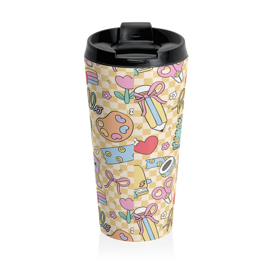 Customizable Doodle Daydream Composition Book Inspired Travel Mug, Personalized Gift for Teachers, Back to School Drinkware, Christmas Present, Stylish Coffee Cup