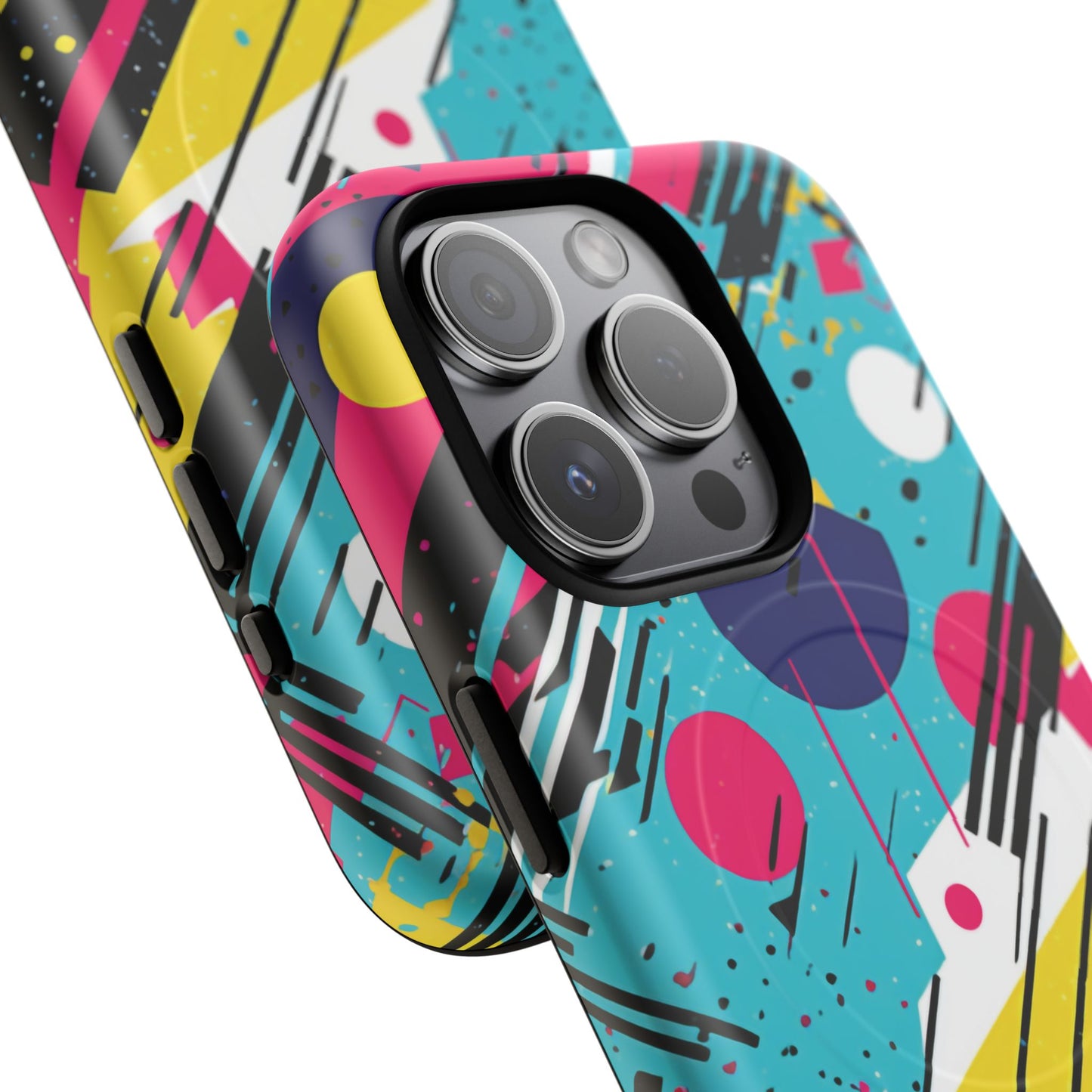 Retro Pop Vibes Magnetic iPhone Case with Abstract Design, Tough iPhone Cover, iPhone Accessory, Gift for Tech Lovers, Trendy iPhone Protector