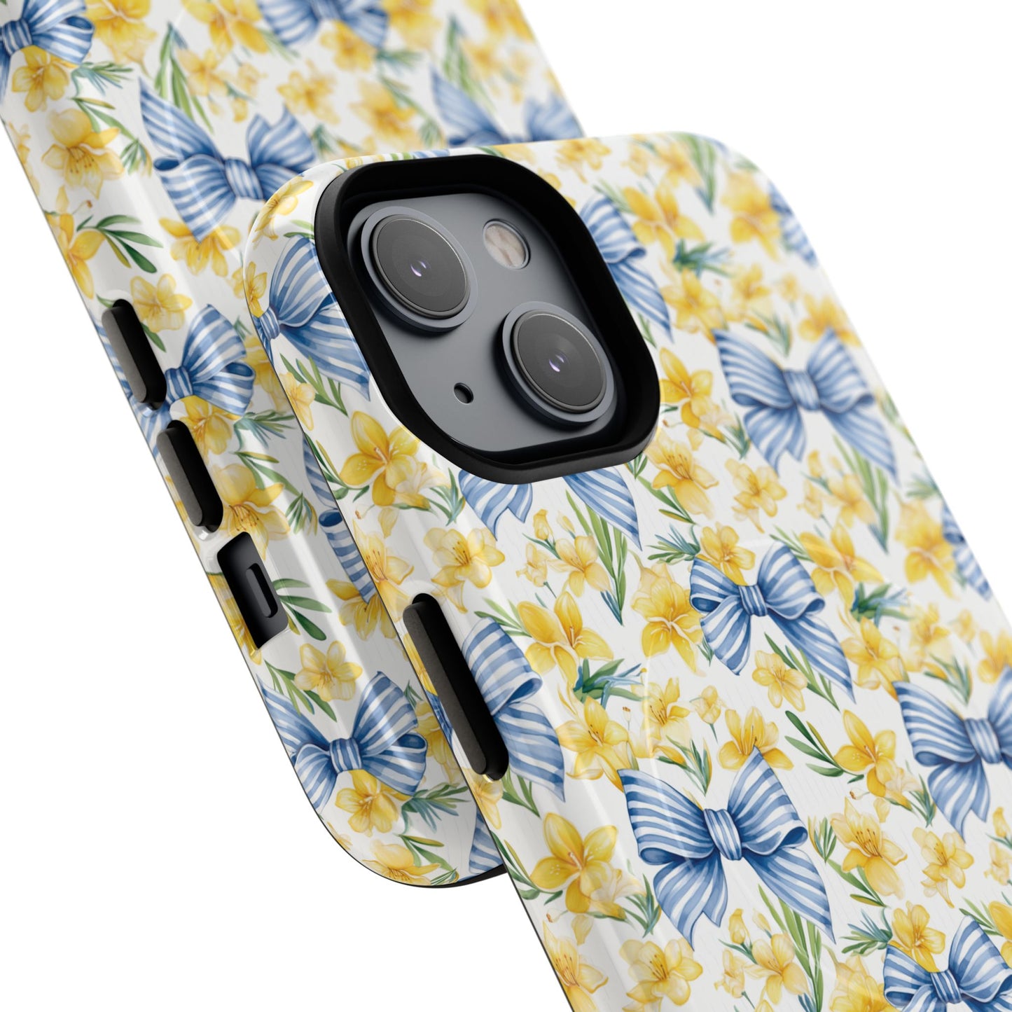 Sunshine Blue Coquette Bows Tough iPhone Magnetic Case for iPhones, Cute iPhone Cover, Spring Gift, Durable Case, Custom iPhone Protection