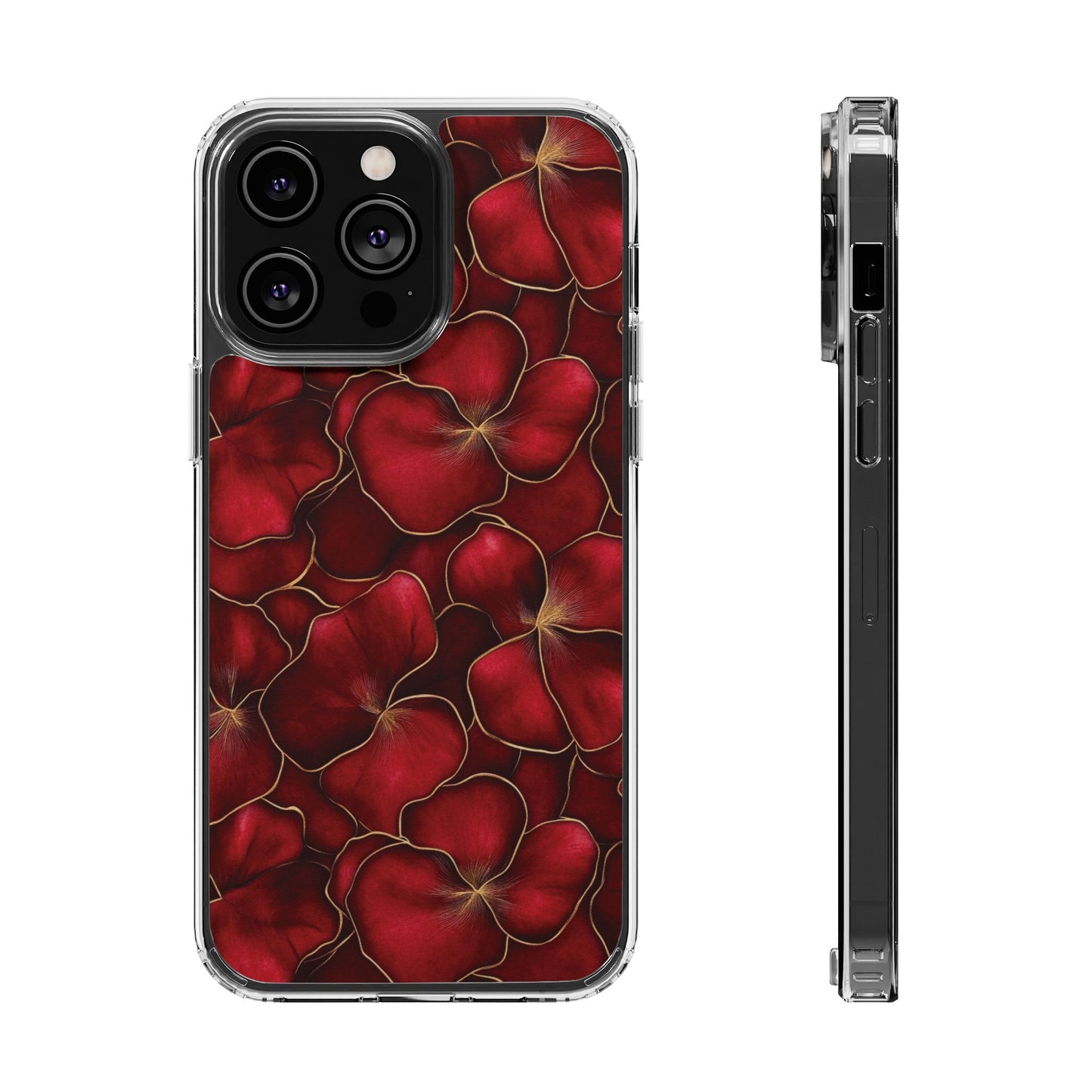 Velvet Petal Noir Floral Petal Clear Impact-Resistant iPhone and Samsung Case.