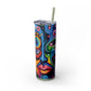 Psychedelic Visions Skinny Tumbler with Straw, 20oz