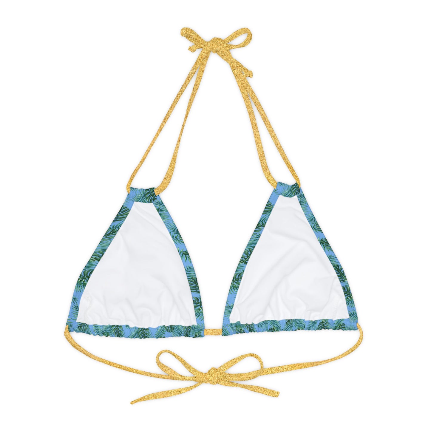 Blue Tropical Bliss Strappy Triangle Bikini Top (AOP)- (PY)