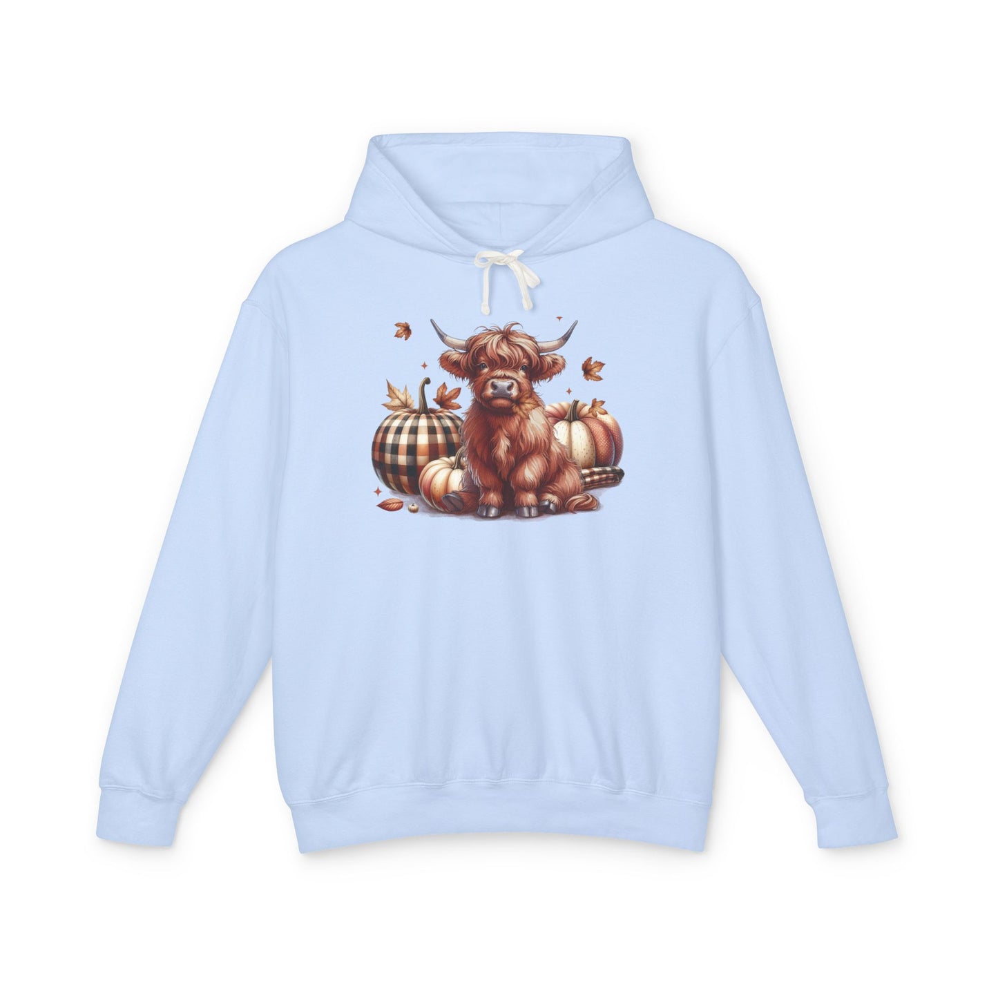 Autumn Highland Cow Charm Lightweight Hooded Sweatshirt