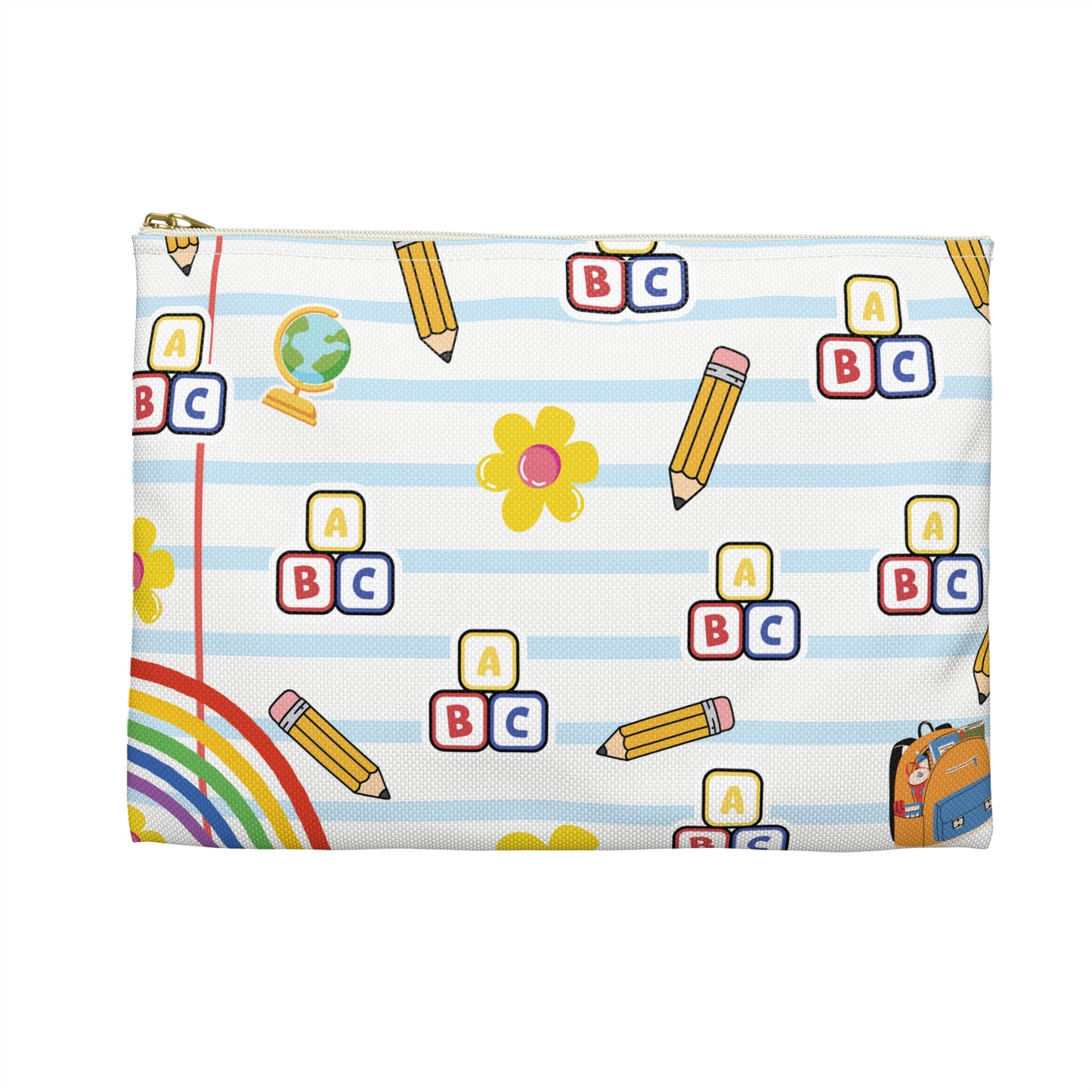 Personalized White SchoolYard Chic Composition Book Inspired Accessory Pouch, Kids School Supplies, Classroom Organizer, Teacher Gift, Fun Stationery Case, Back to School