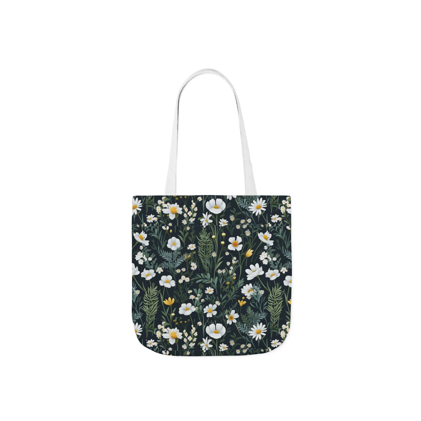 Daisy Delight Floral Canvas Tote Bag with 5-Color Straps | Eco-Friendly Shopping Bag