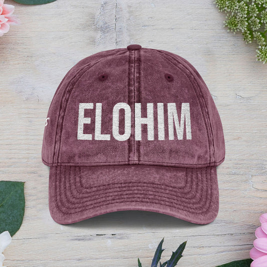 Vintage Embroidered Dad Cap with 'ELOHIM GENESIS 1:1' - Stylish Casual Hat, Gift for Him/Her, Summer Accessory, Trendy Streetwear, Spiritual Fashion