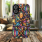 Luminous Whirl Tough Magnetic iPhone Cases, Vibrant Protection, Unique Floral Print, Durable Cover, Gift for Tech Lovers, iPhone Accessory, Stained Glass iPhone Design.