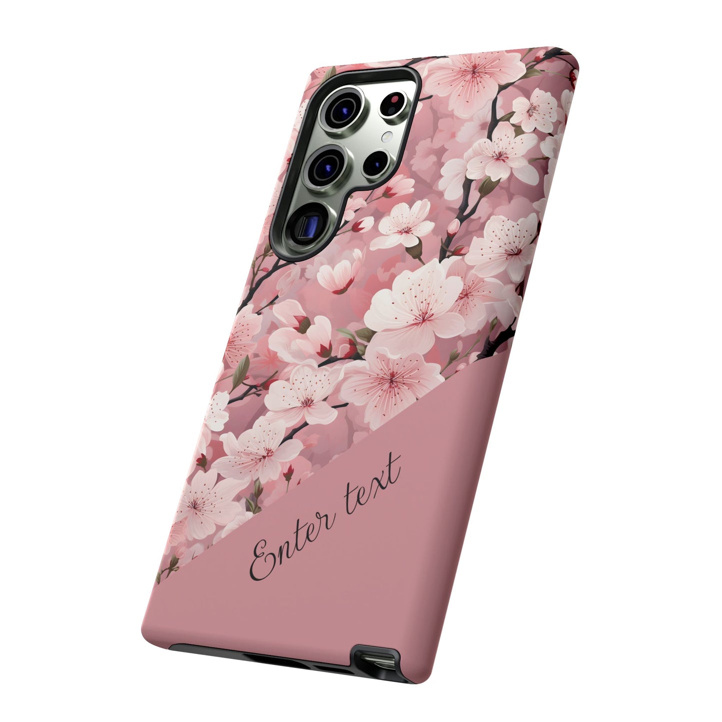 Personalized Cherry Blossom Tough Phone Case — Pink Floral Protective Case for Samsung & Google