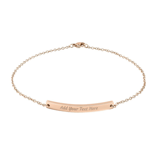 Engravable Curved Bar Anklet — Personalized Minimalist Gold & Black Anklet