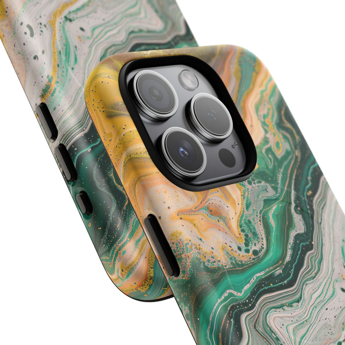 Magnetic iPhone Cases with Green Marble Design, Tough Magnetic Cases, iPhone Accessories, Gift for Her, Trendy iPhone Cover