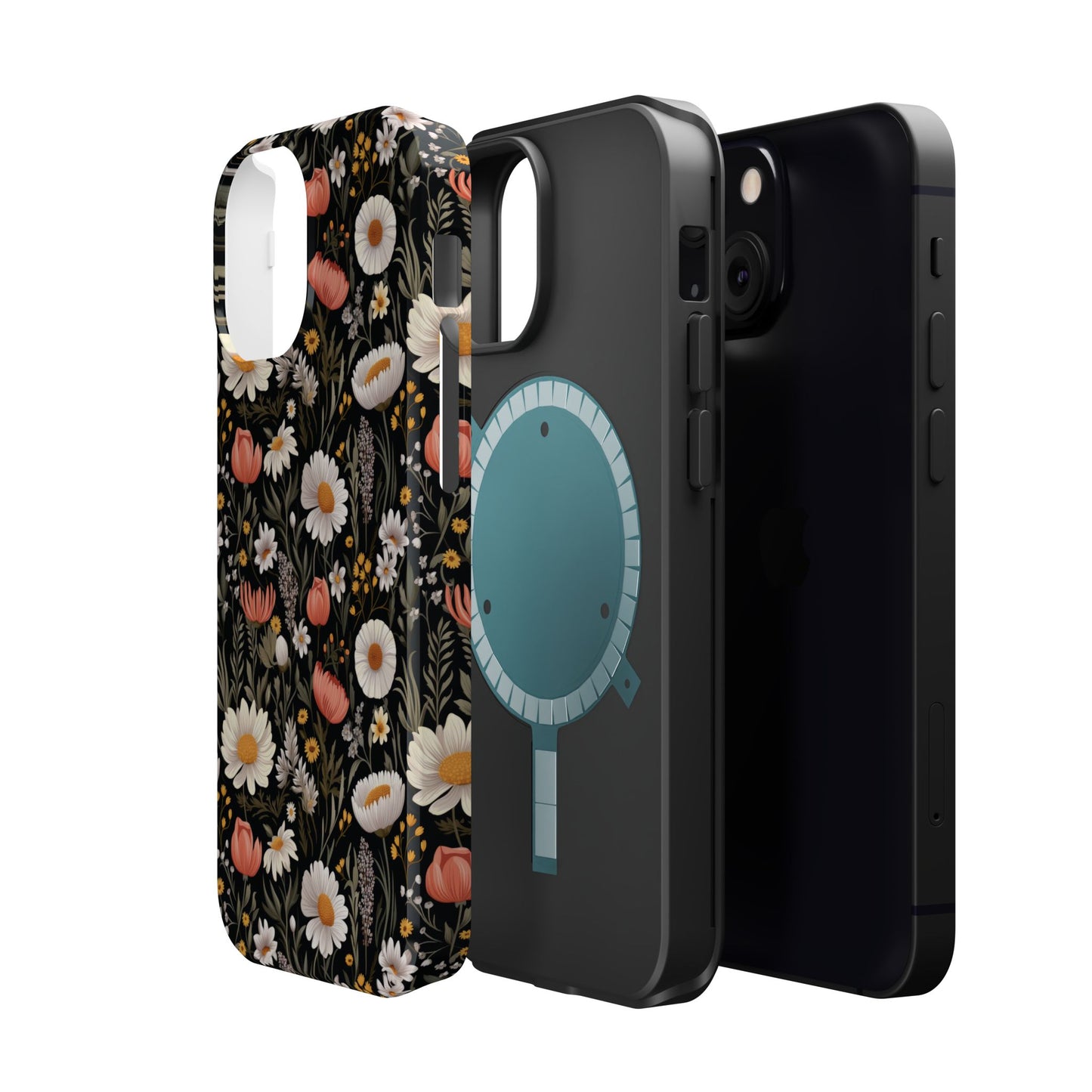 Blossom Elegance: Noir Garden Magnetic Tough iPhone Cases