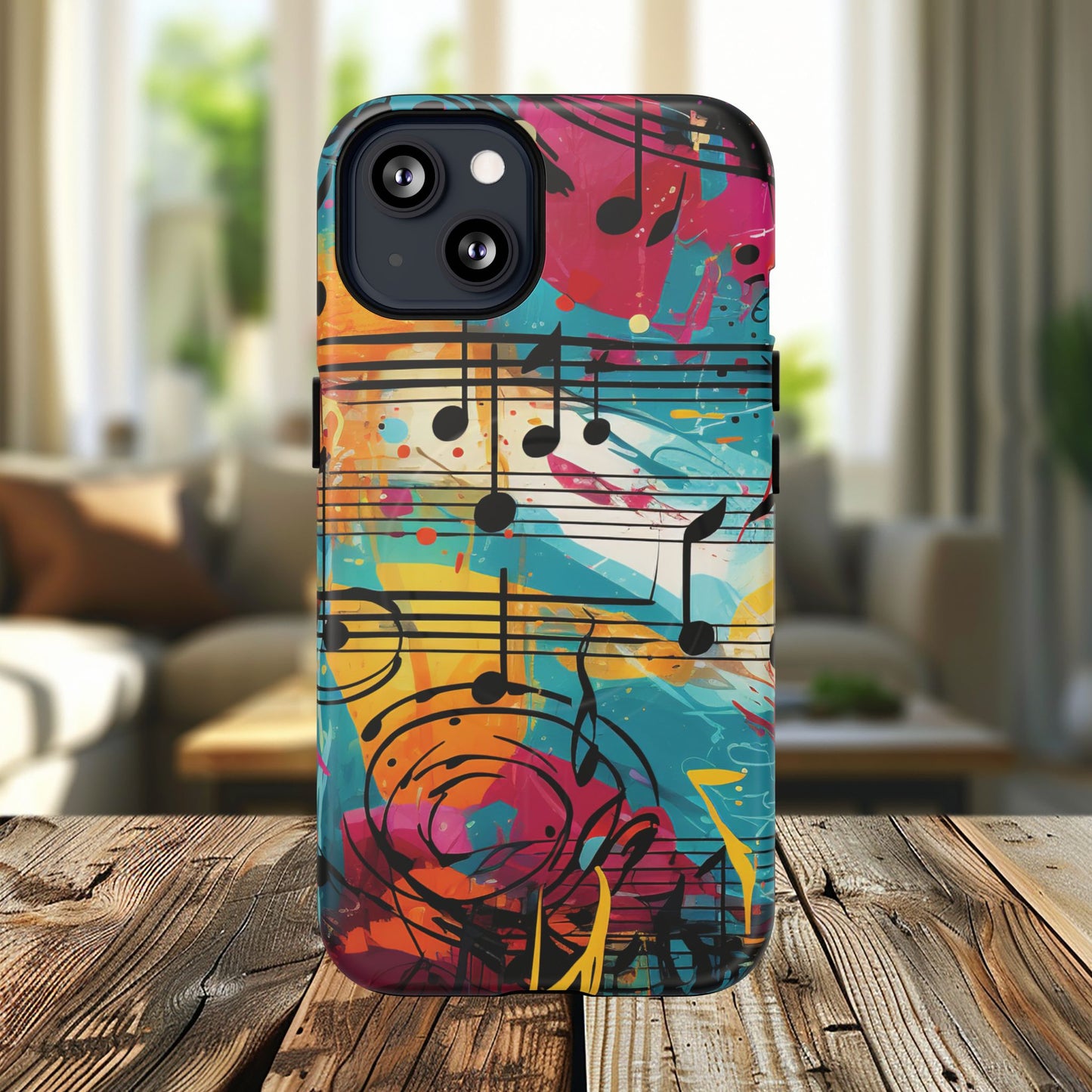 Vibrant Music Note Phone Case, Tough Magnetic Case, Music Lover Gift, Colorful Phone Accessory, Customizable Phone Cover, Unique Gift Idea