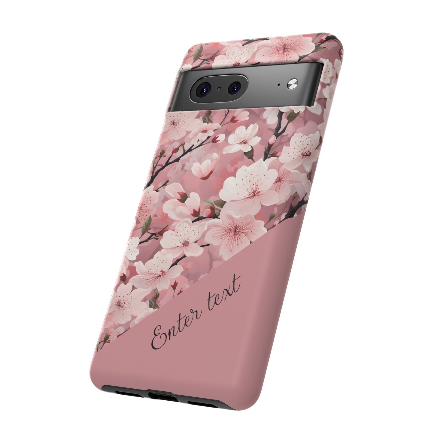 Personalized Cherry Blossom Tough Phone Case — Pink Floral Protective Case for Samsung & Google