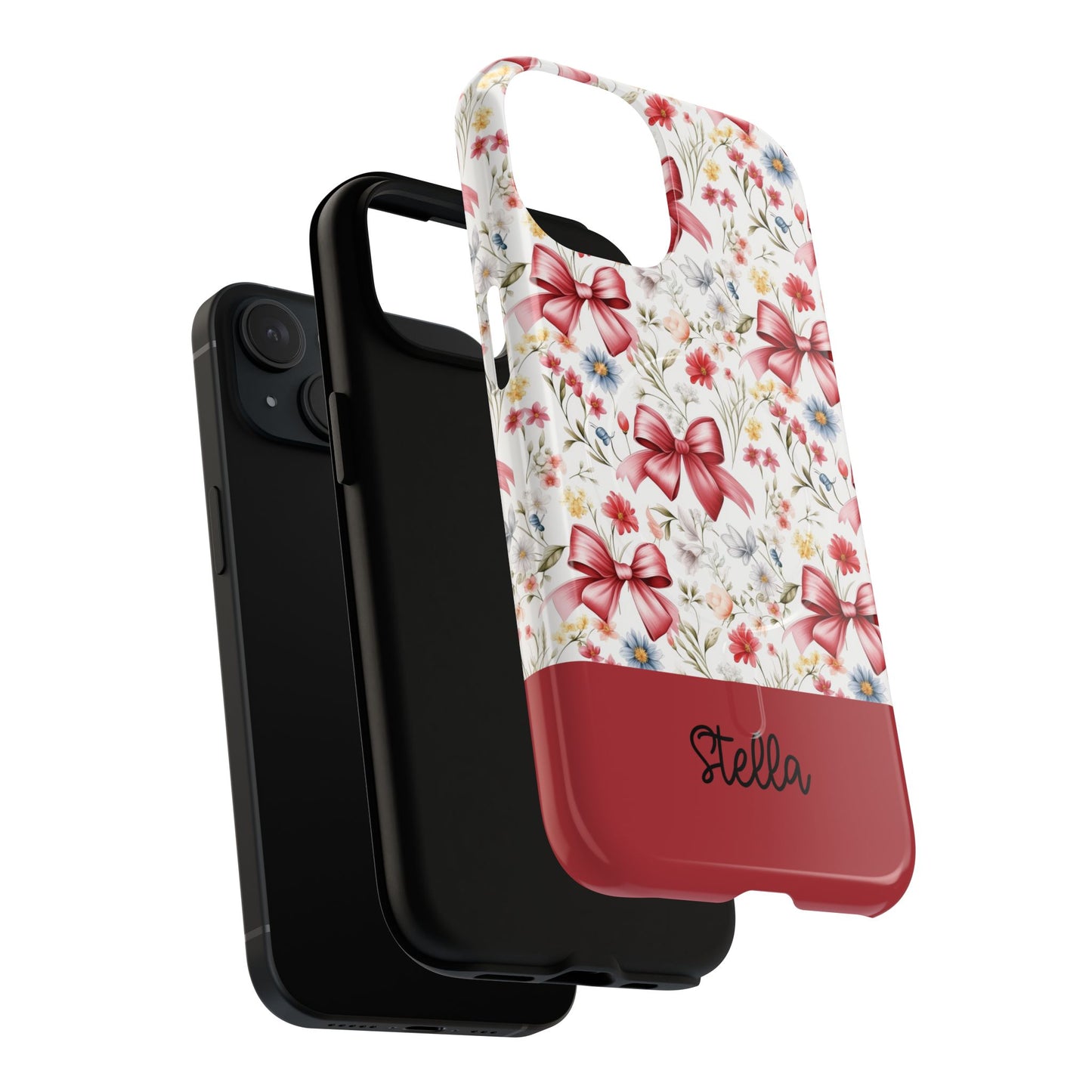 Personalized Rosette Coquette Floral Phone Case - Tough MagSafe® Magnetic Cases, Protective Cover, Stylish Tech Accessory, Gifts for Her
