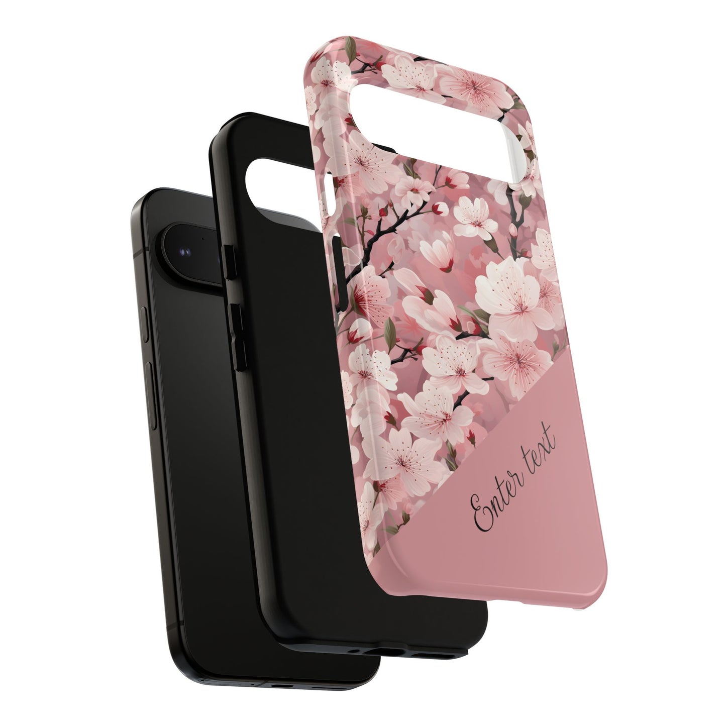 Personalized Cherry Blossom Tough Phone Case — Pink Floral Protective Case for Samsung & Google