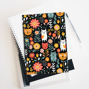 Whimsical Feline Garden Hardcover Journal - Blank