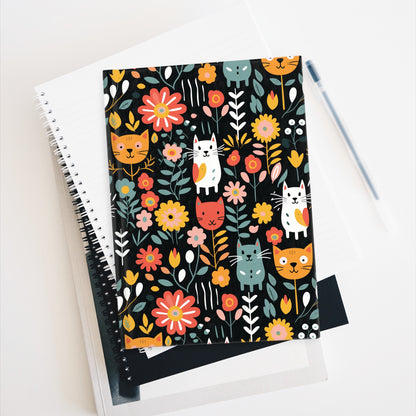 Whimsical Feline Garden Hardcover Journal - Blank