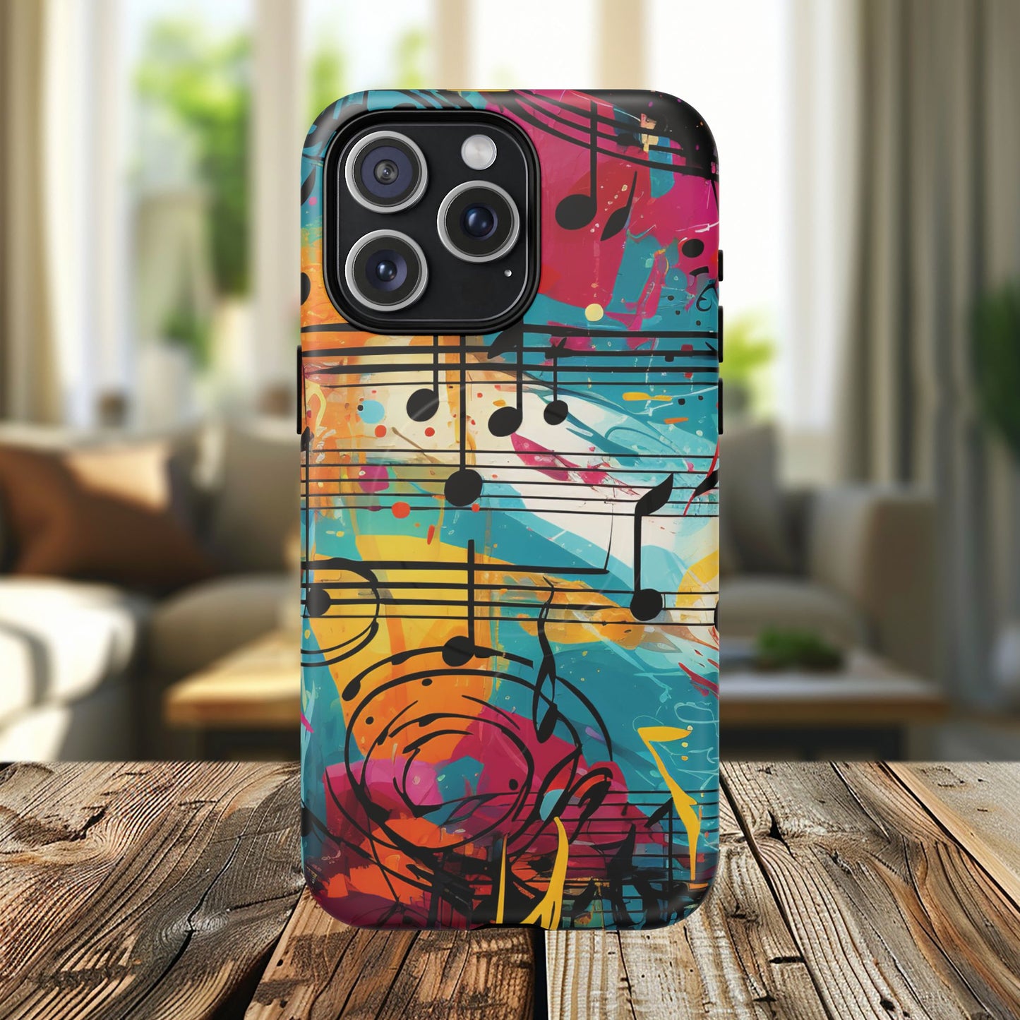 Vibrant Music Note Phone Case, Tough Magnetic Case, Music Lover Gift, Colorful Phone Accessory, Customizable Phone Cover, Unique Gift Idea
