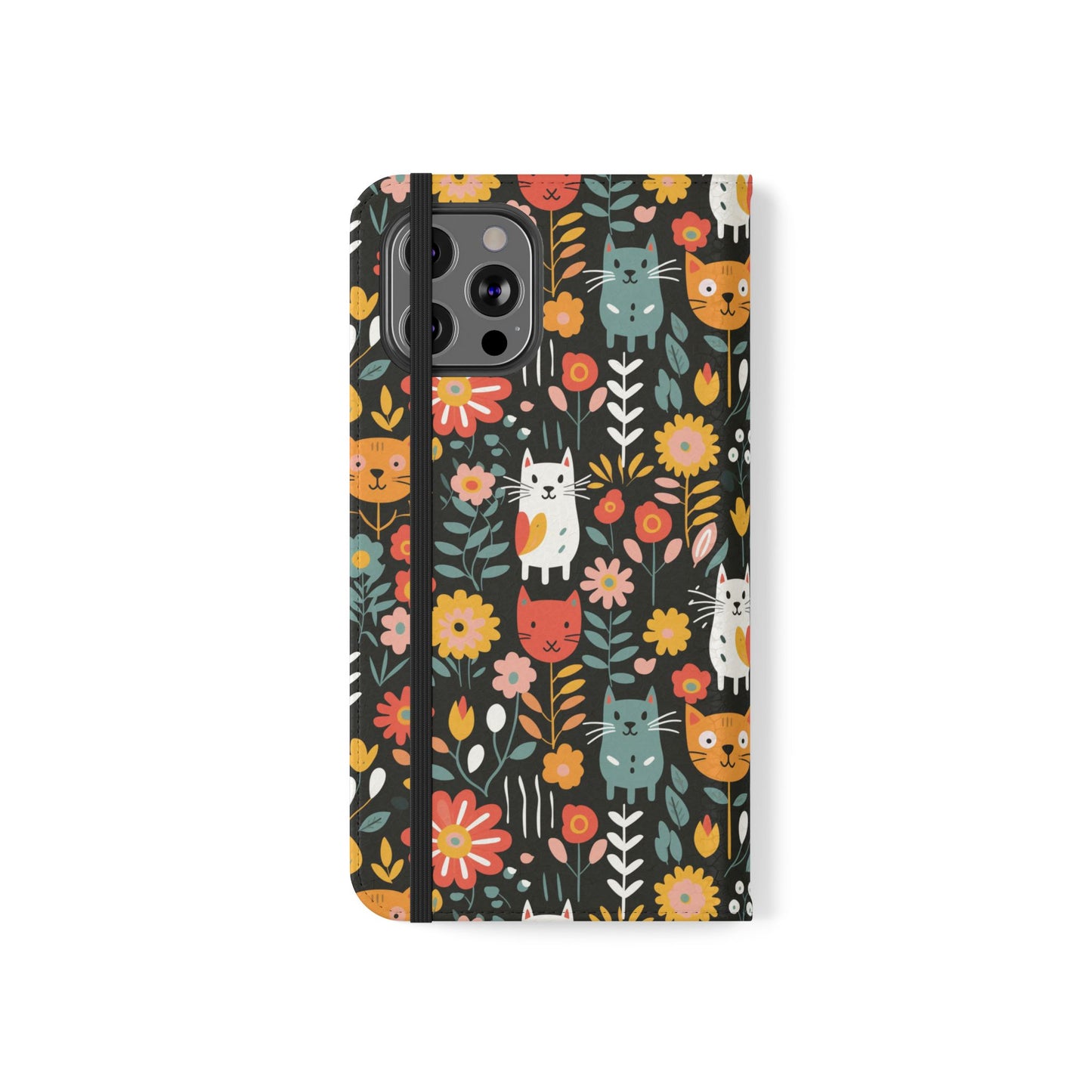 Whimsical Feline Garden iPhone and Samsung Flip Cases