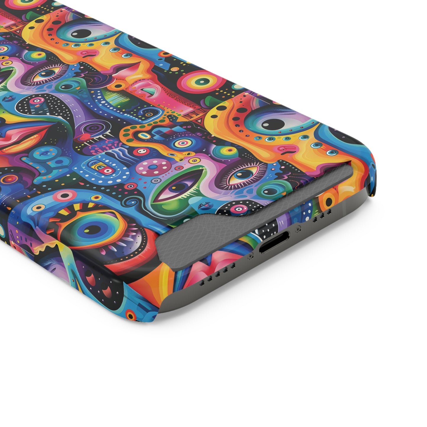 Psychedelic Visions Phone Case with Card Holder - Colorful and Stylish Design for Creatives