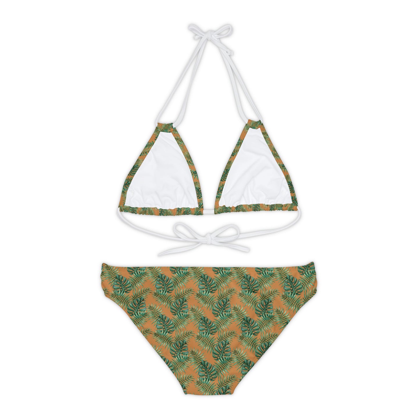 Brown Tropical Bliss Strappy Bikini Set (AOP)