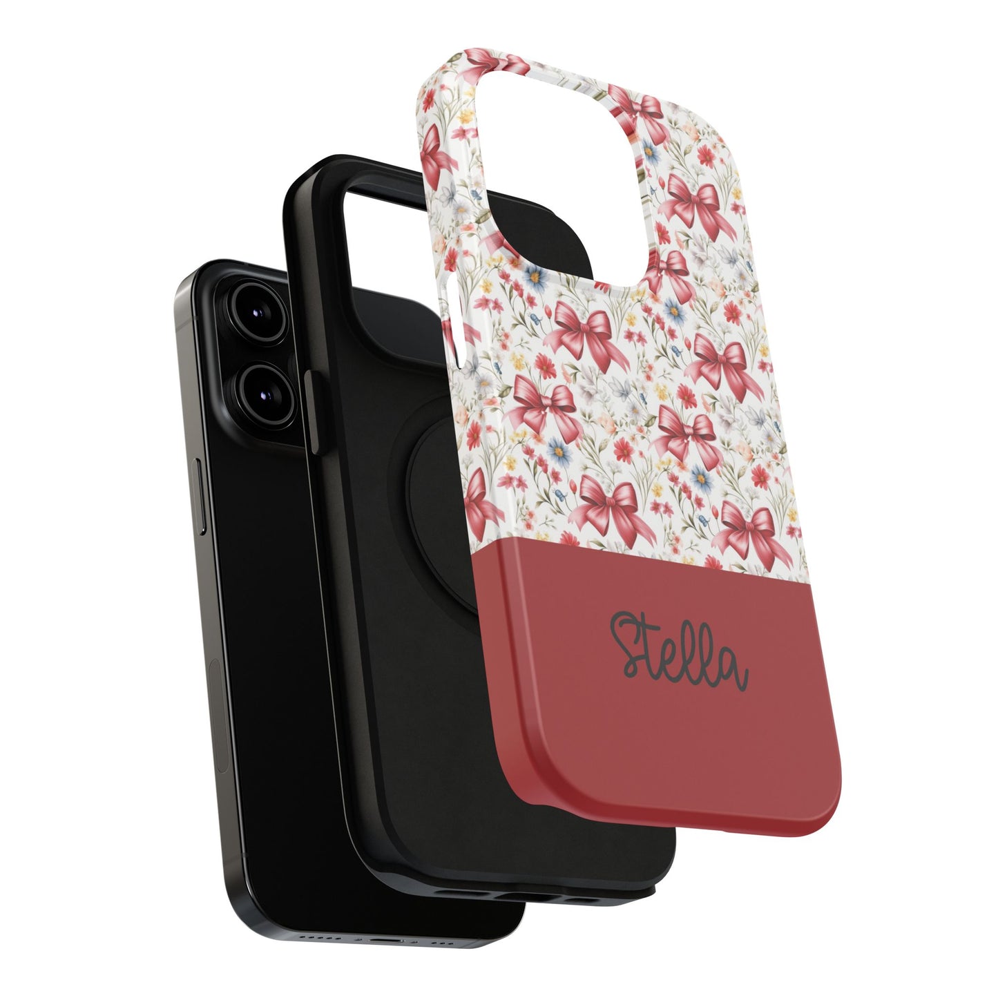 Personalized Rosette Coquette Floral Bow iPhone and Samsung Impact-Resistant Case — Custom Name Case